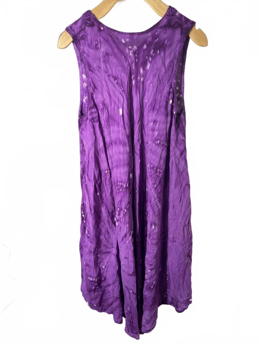 Tie Dye Dress Women's OS Purple Embroidered Bohemian Hippie - Picture 5 of 8